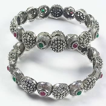 oxidised bangle  German silver bangles, temple jewelry bangle set 2