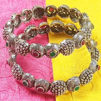 oxidised bangle  German silver bangles, temple jewelry bangle set 4