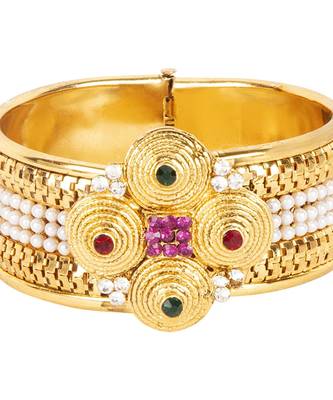 Gold pearl Yellow Gold Brass Bracelet 1