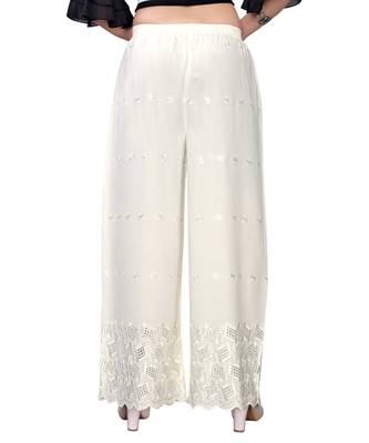 White  Rayon Chikon Work   Women's Palazzo 4