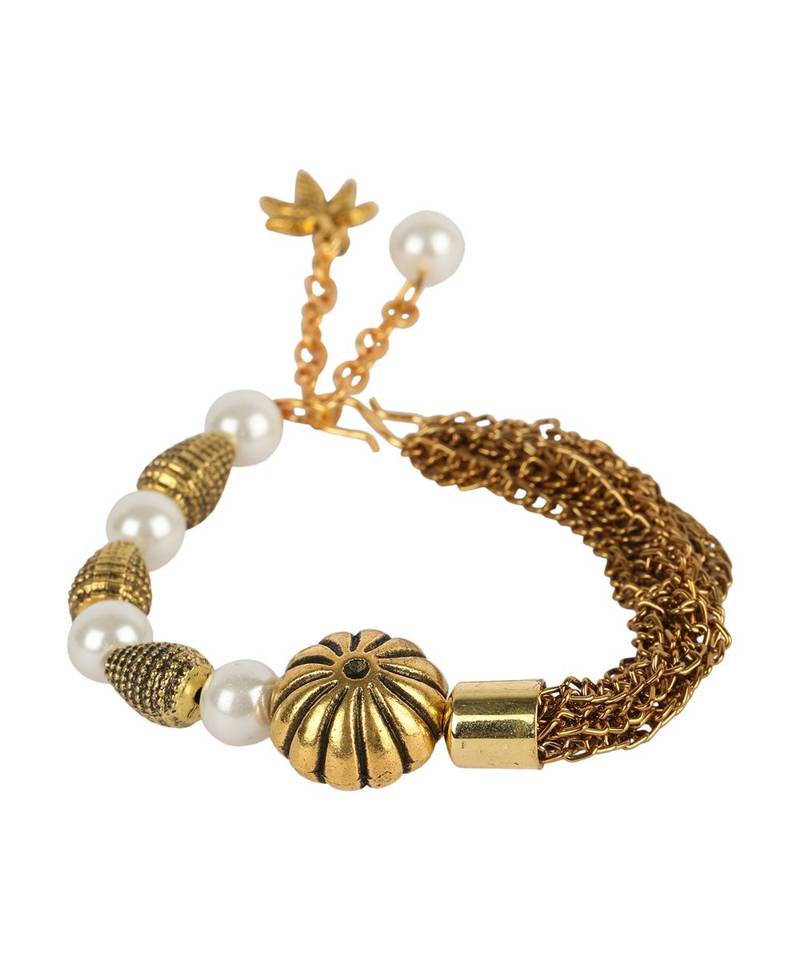 Bronze pearl antique gold Alloy Bracelet