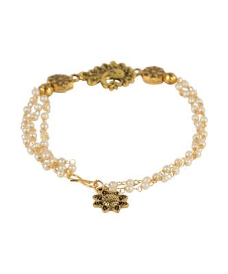 Bronze pearl antique gold Alloy Bracelet 4