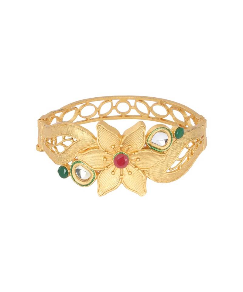Gold kundan Yellow Gold Brass Bracelet