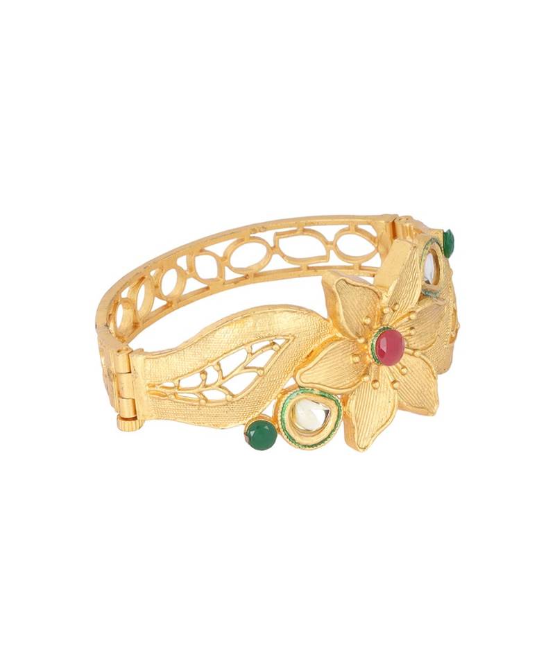 Gold kundan Yellow Gold Brass Bracelet