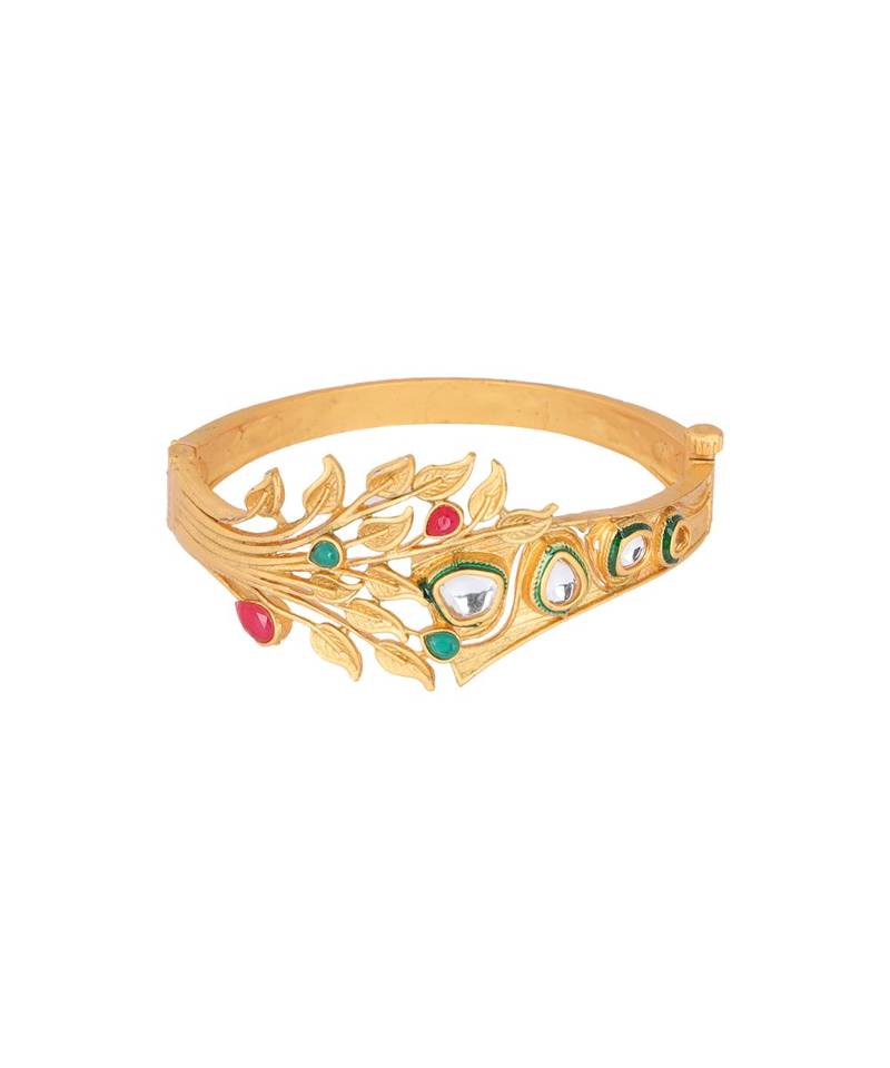 Gold kundan Yellow Gold Brass Bracelet
