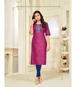 Pink Silk Printed Stitched   Kurti