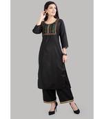 Black Cotton Plain Stitched   kurti  with   pant