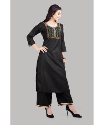 Black Cotton Plain Stitched   kurti  with   pant 4