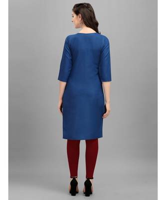 Blue cotton Embroidered Stitched   Kurti 2