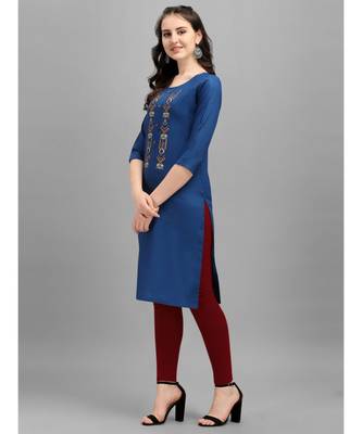 Blue cotton Embroidered Stitched   Kurti 3