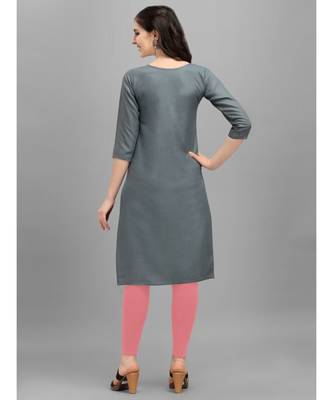 Grey cotton Embroidered Stitched   Kurti 2