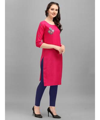 pink cotton Embroidered Stitched   Kurti 3