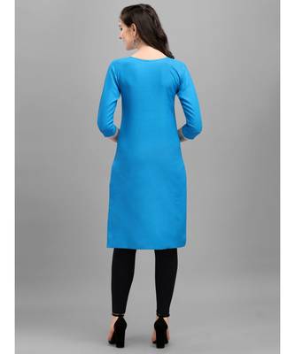 Blue cotton Embroidered Stitched   Kurti 2