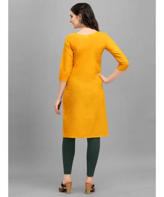 yellow cotton Embroidered Stitched   Kurti 2