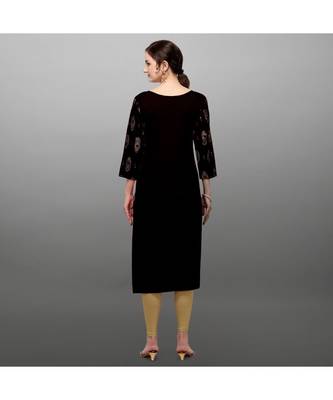black Rayon Printed Stitched   Kurti 2