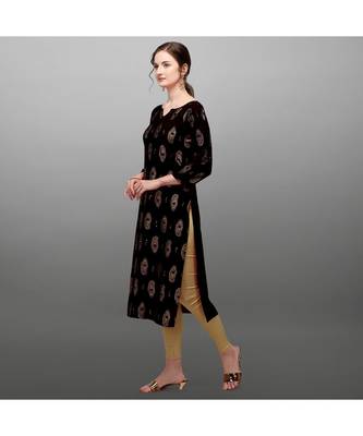 black Rayon Printed Stitched   Kurti 3