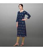 Blue Rayon Printed Stitched   Kurti