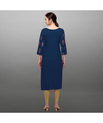 Blue Rayon Printed Stitched   Kurti 2