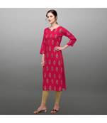 pink Rayon Printed Stitched   Kurti