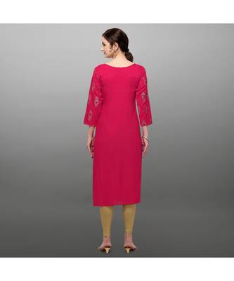 pink Rayon Printed Stitched   Kurti 2
