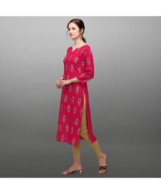 pink Rayon Printed Stitched   Kurti 3