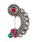 Oxidised Design Non Pierced Nose Ring (Nath) for Women and Girls