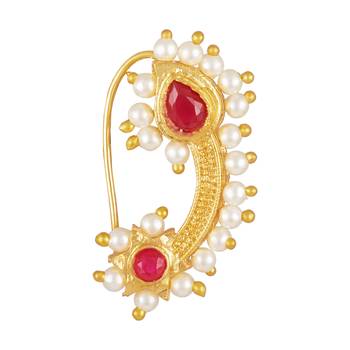 Maharashtrian Wear Gold Plated Nose Ring For Women And Girls 1