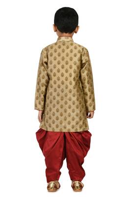 Gold printed blended cotton boys-dhoti-kurta 3