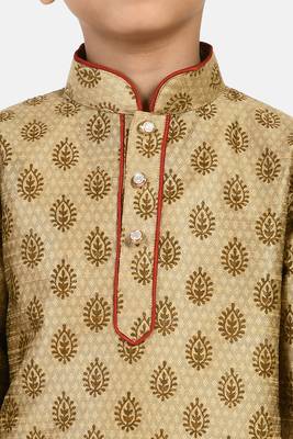 Gold printed blended cotton boys-dhoti-kurta 4