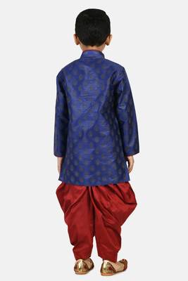 Blue printed blended cotton boys-dhoti-kurta 3
