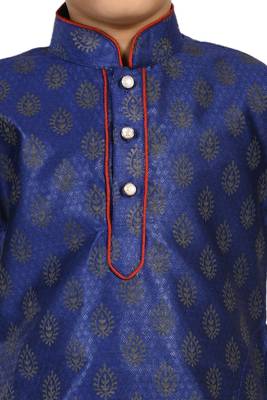 Blue printed blended cotton boys-dhoti-kurta 4