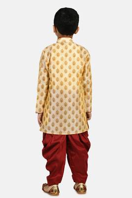 Gold printed blended cotton boys-dhoti-kurta 3