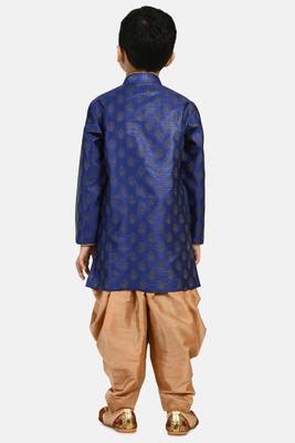 Blue printed blended cotton boys-dhoti-kurta 3