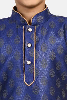 Blue printed blended cotton boys-dhoti-kurta 4