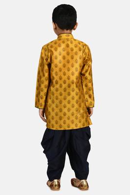 Gold printed blended cotton boys-dhoti-kurta 3
