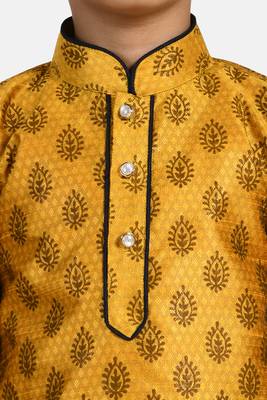 Gold printed blended cotton boys-dhoti-kurta 4