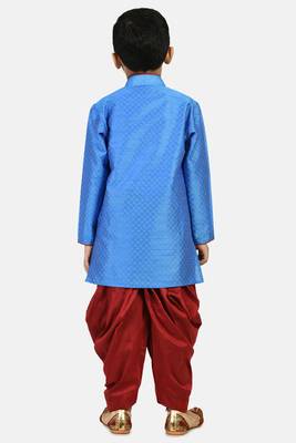 Blue woven blended cotton boys-dhoti-kurta 3