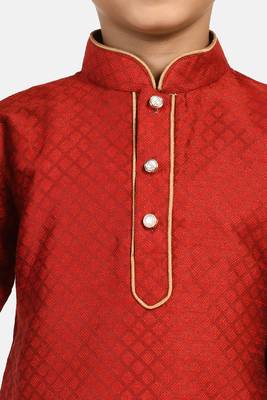 Maroon woven blended cotton boys-dhoti-kurta 4