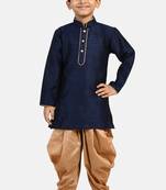 Blue woven blended cotton boys-dhoti-kurta