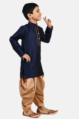 Blue woven blended cotton boys-dhoti-kurta 2