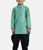 Blue woven blended cotton boys-dhoti-kurta