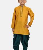Gold woven blended cotton boys-dhoti-kurta