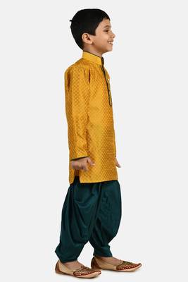 Gold woven blended cotton boys-dhoti-kurta 2