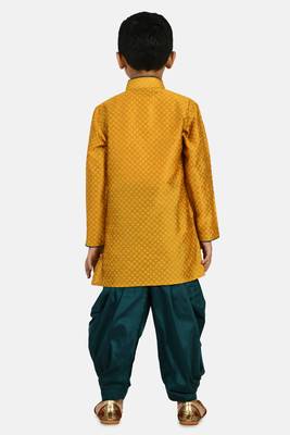 Gold woven blended cotton boys-dhoti-kurta 3