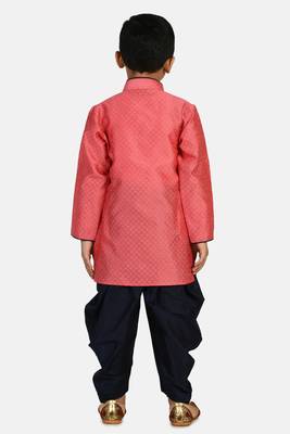 Pink woven blended cotton boys-dhoti-kurta 3