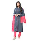 grey rayon plain stitched kurti & bottom with dupatta