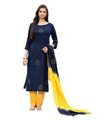 blue rayon plain stitched kurti & bottom with dupatta