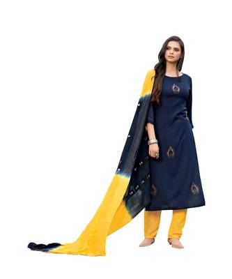 blue rayon plain stitched kurti & bottom with dupatta 3