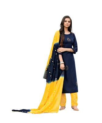 blue rayon plain stitched kurti & bottom with dupatta 4