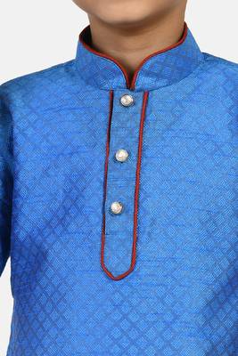 Blue woven blended cotton boys-dhoti-kurta 5